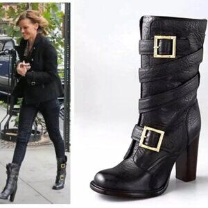 Tory Burch  Never Worn Jaden Black Pebbled Boots - Size 8M